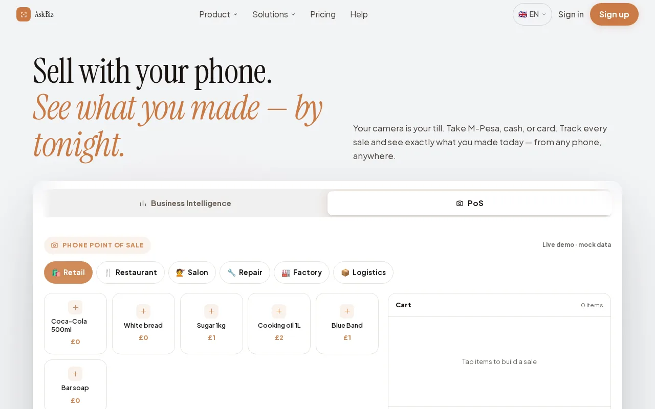 AskBiz product screenshot