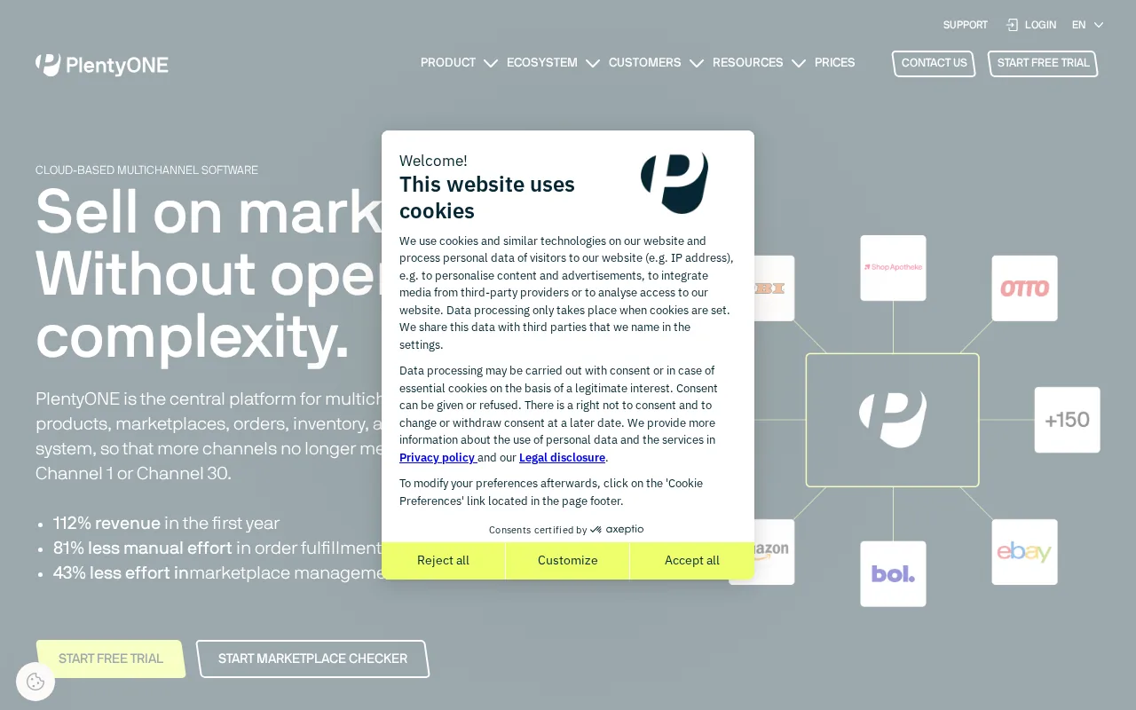 PlentyONE (plentymarkets) product screenshot