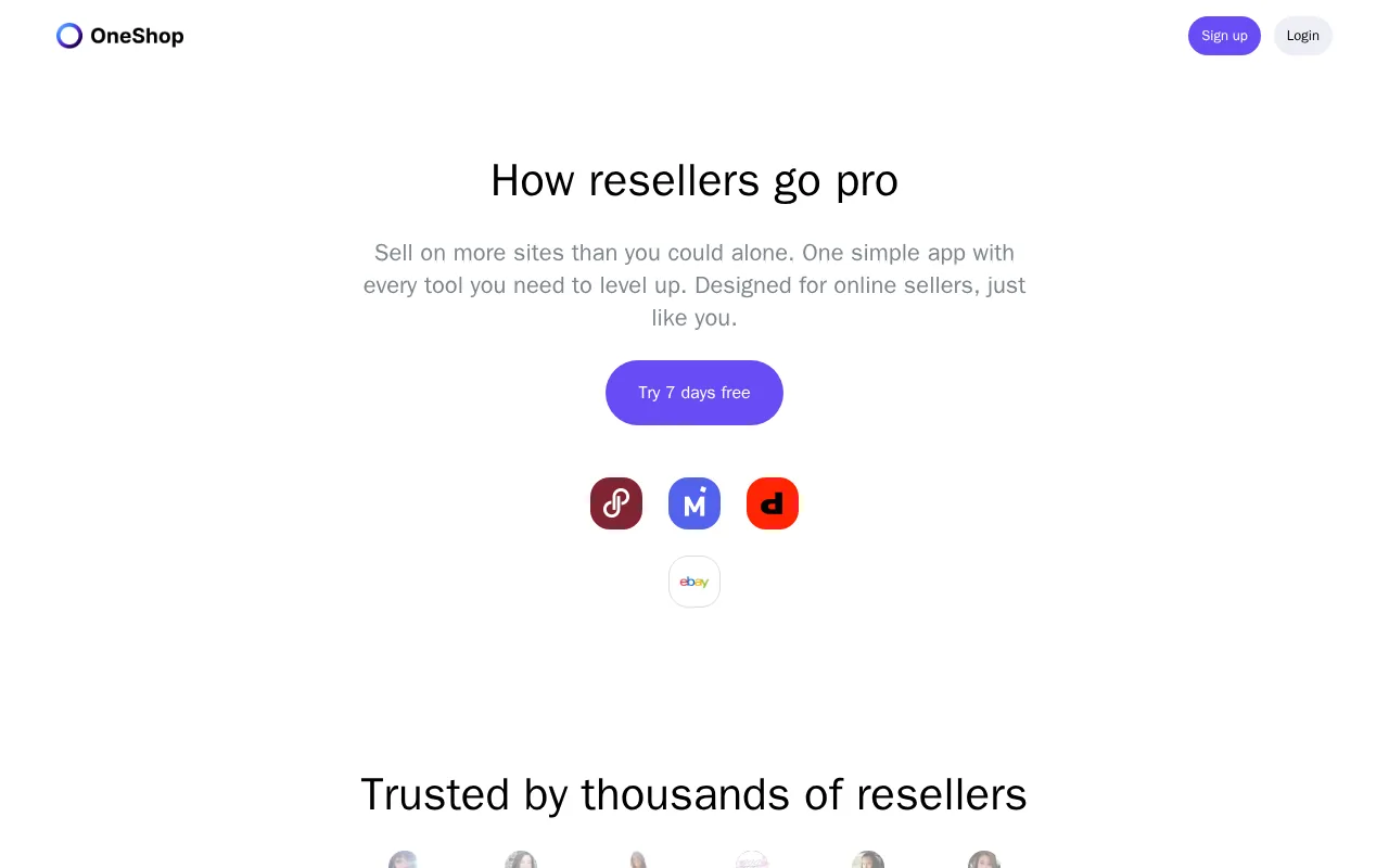 OneShop product screenshot