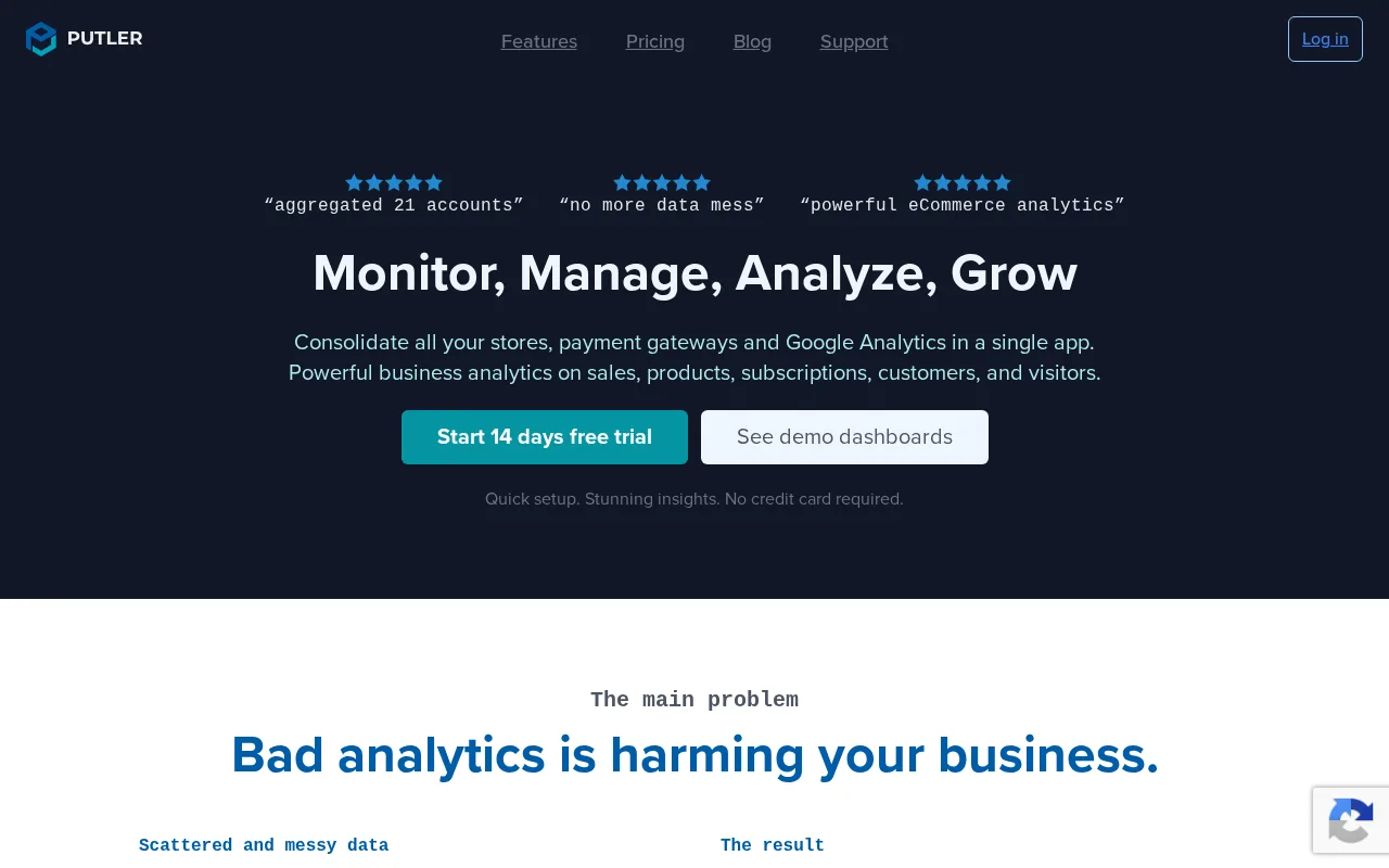 Putler product screenshot
