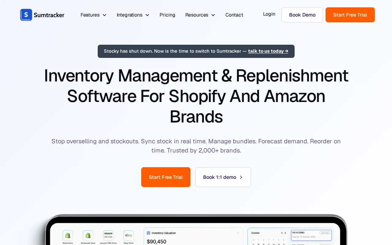 Sumtracker product screenshot