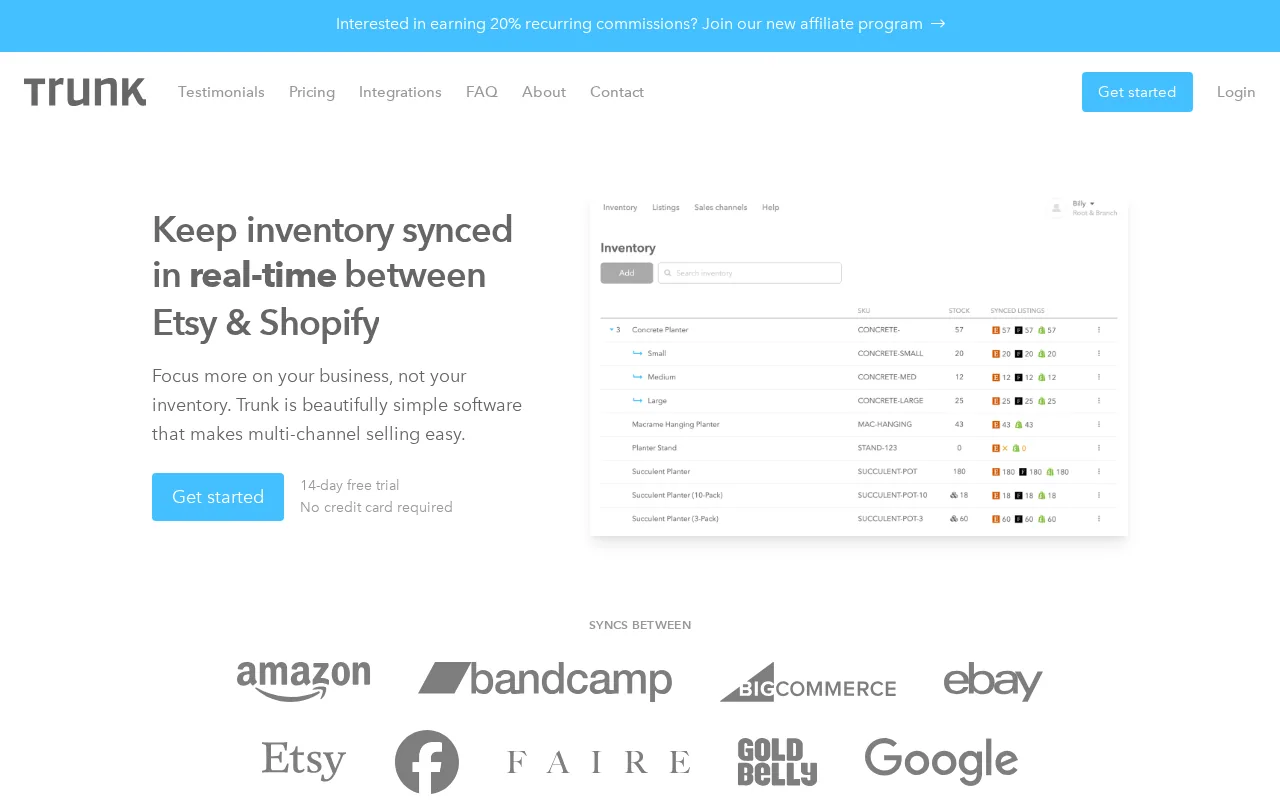 Trunk product screenshot